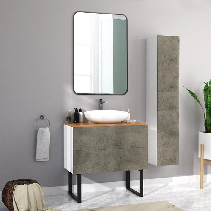 Miroir rectangulaire Arcus 30 po x 40 po fabriqué à la main avec coin arrondi - noir