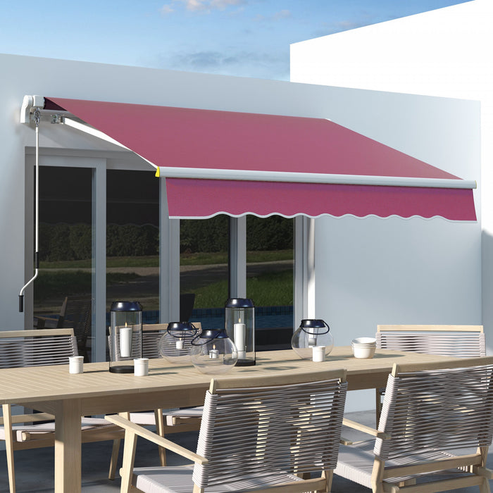 Outsunny Auvent Retractable 8' X 6.5' Avec Lumieres Led, Uv40+, Rouge Vin