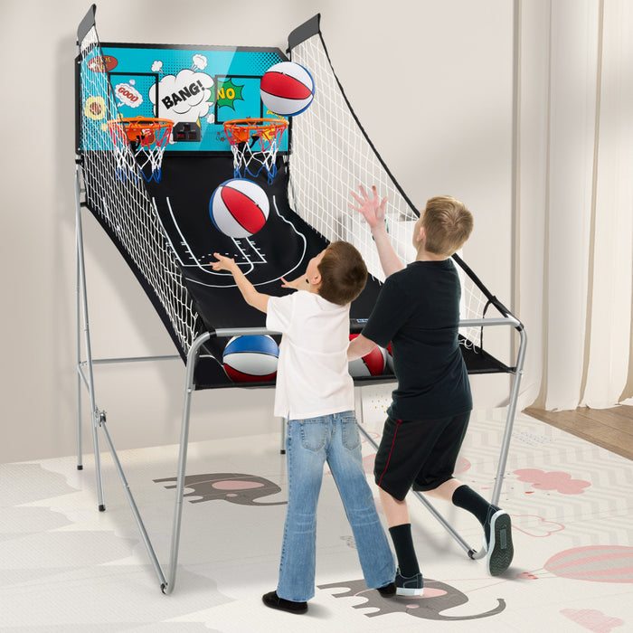 Costway Double Shot Basketball Arcade Game Avec 8 Modes De Jeu Electronic Scoring Green