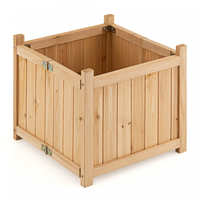 Pot De Fleurs En Bois Pliable, Jardiniere En Bois Avec Trou De Drainage Pour Plante,legume,herbe,fleur Dans Balcon,cour,jardin, 38x38x35cm, Couleur Du Bois