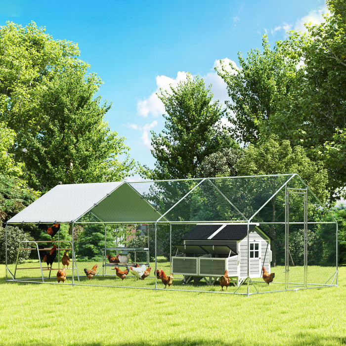 Poulailler En Metal Avec Housse Impermeable, 9.8x19.7x6.4'