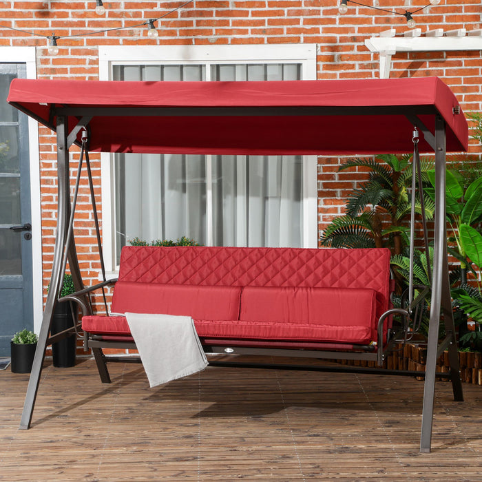 Outsunny Lit Balancoire De Porche Pour 3 Personnes Avec Auvent Reglable