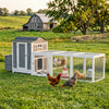 PawHut 118"L Chicken Coop, Large Wooden Hen House with Run, Pull-Out Tray, Waterproof Roof, Nesting Box, Swing, Roosting Bars, Outdoor Chicken House for 3-4 Hens, Light Grey
