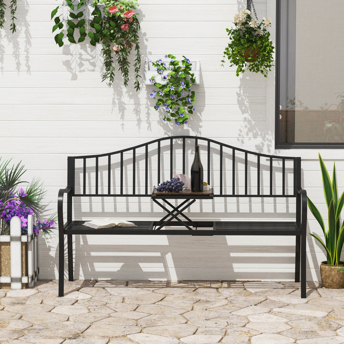 Banc D'exterieur Outsunny Avec Table Centrale Retractable, Noir