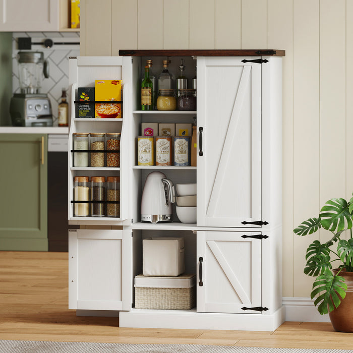 HOMCOM Meuble de rangement pour garde-manger, avec 6 etageres, blanc