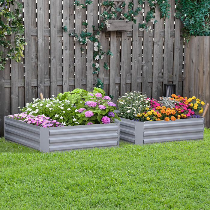 Outsunny - Jardiniere Surelevee Pour Fleurs - Lot De 2 - Gris