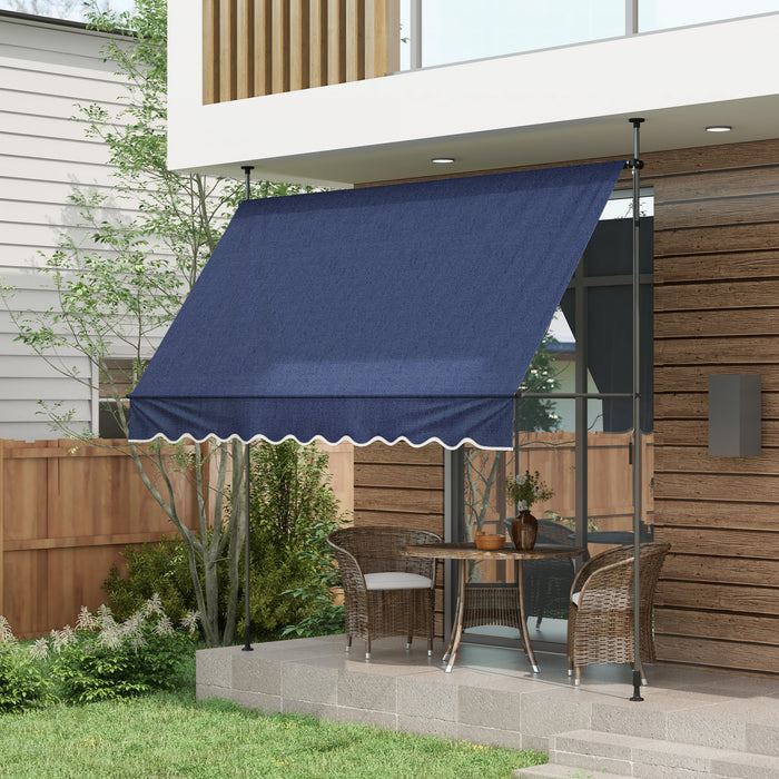 Auvent Retractable Outsunny 10' X 3', Autoportant Et Sans Vis, Bleu