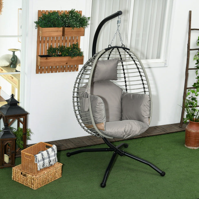 Outsunny Fauteuil œuf suspendu avec coussin epais, chaise balancelle
