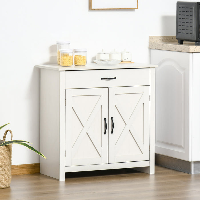 HOMCOM Buffet Ferme Porte Grange Blanc Vieilli