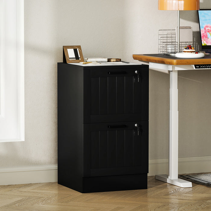 HOMCOM Classeur a 2 tiroirs avec serrure pour lettre A4, Noir