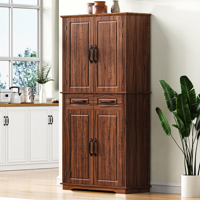 Armoire De Rangement Fabian 72\" Avec Etageres Reglables Et Organiseurs Coulissants - Marron