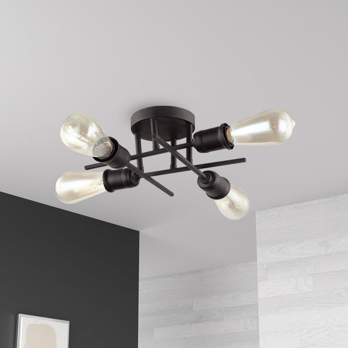 Plafonnier affleuré Nebraska de Dainolite avec fini espresso et 4 ampoules