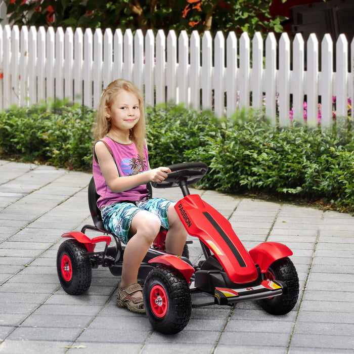 Aosom Kart A Pedales Pour Enfants Avec Siege Reglable, Rouge