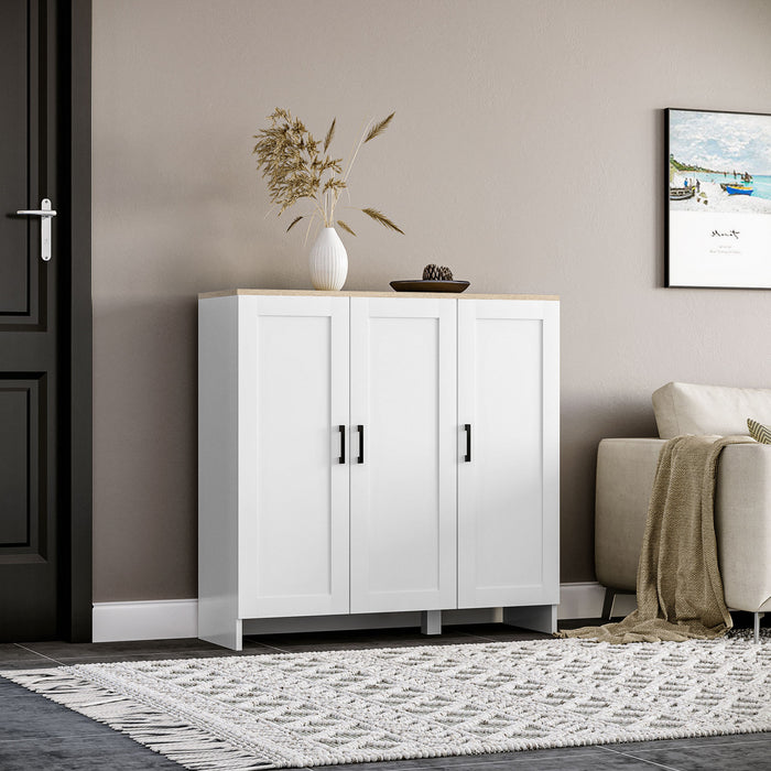 HOMCOM Armoire buffet moderne avec etageres reglables, blanc