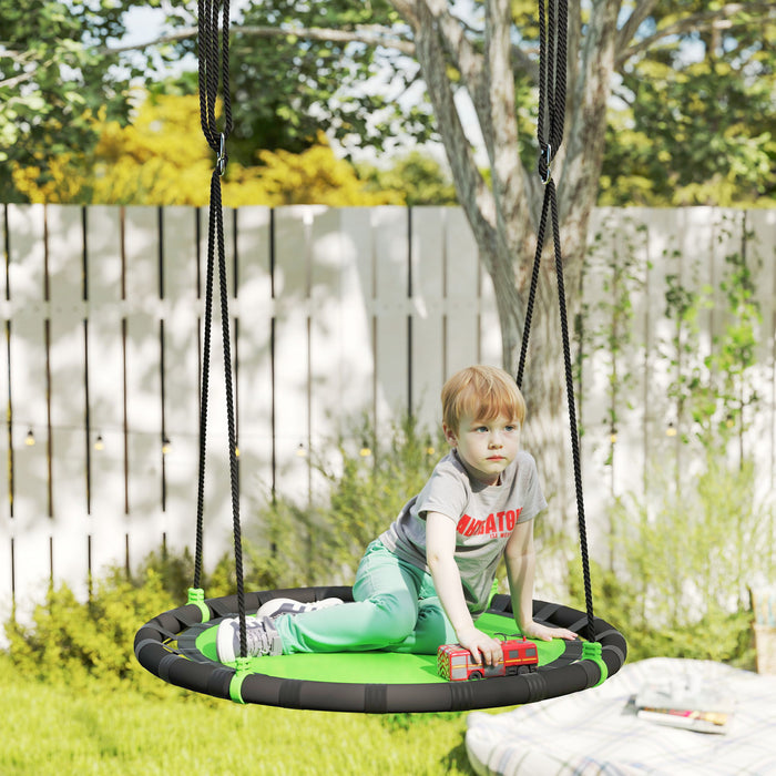 Qaba Balancoire d'arbre avec soucoupe pour enfants, balancoire volante de 39 po avec cordes de suspension reglables, capacite de 331 lb, balancoire en filet pour enfants, vert