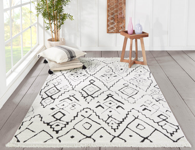 Tapis Contemporain Aurelia 5'3\" x 7'2\" en Ivoire