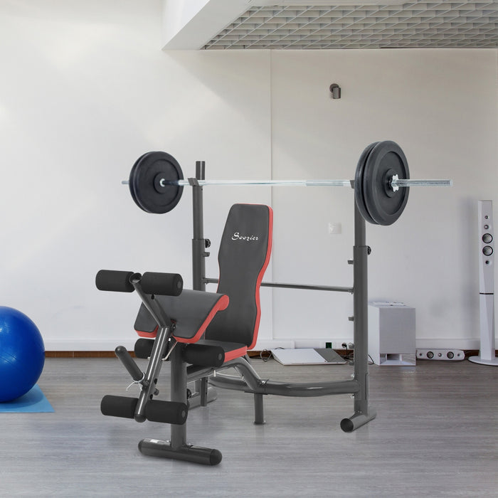 Banc De Musculation Soozier, Banc Reglable D'entrainement Multifonctionnel Robuste Avec Boucle De Predicateur, Developpeur De Jambes