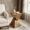 Zane 18" MGO Geometric Twisted Accent Table, Unique Wood Grain Indoor Side Table, Natural | Table d'appoint geometrique torsadee Zane 18 pouces MGO, table laterale interieure a grain de bois, naturel