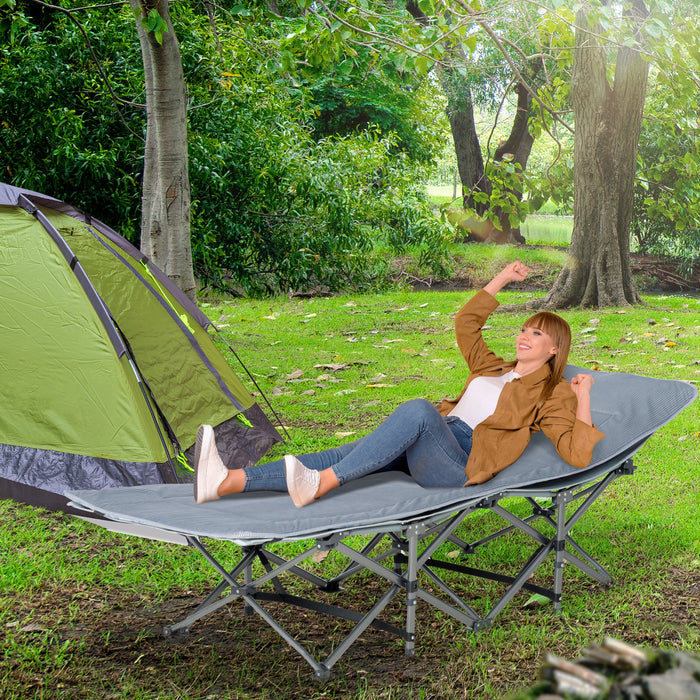 Lit De Camping Pliant Outsunny Pour Adultes Avec Matelas Et Oreiller