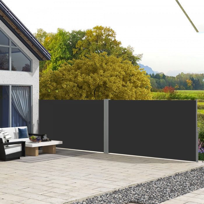 Outsunny Auvent Lateral Retractable Double Paravent De Terrasse, Noir