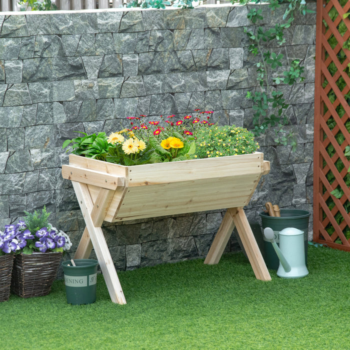 Outsunny 32'' X 19'' X 24'' Lit De Jardin Sureleve, Boite De Plantation Surelevee En Bois Avec Tissu Non Tisse Pour La Cour Le Patio Pour Faire Pousser Des Legumes Des Herbes Et Des Fleurs