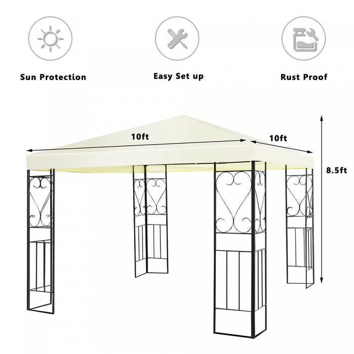 Costway 10’x10’ Patio Gazebo Canopy Tente A Cadre En Acier Abri Auvent De Partie De Patio