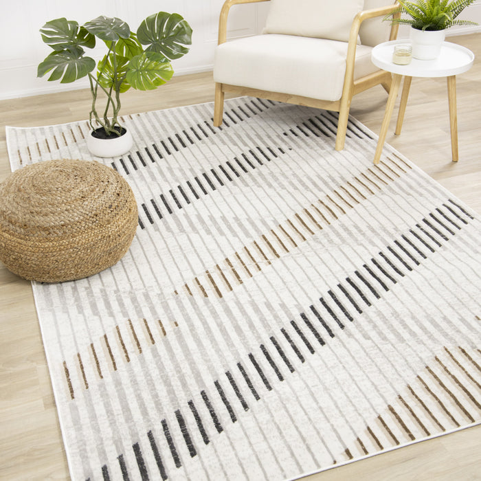Carpette à motifs de lignes de tressage multicolore lavable à la machine - 7 pi 10 po x 10 pi 6 po