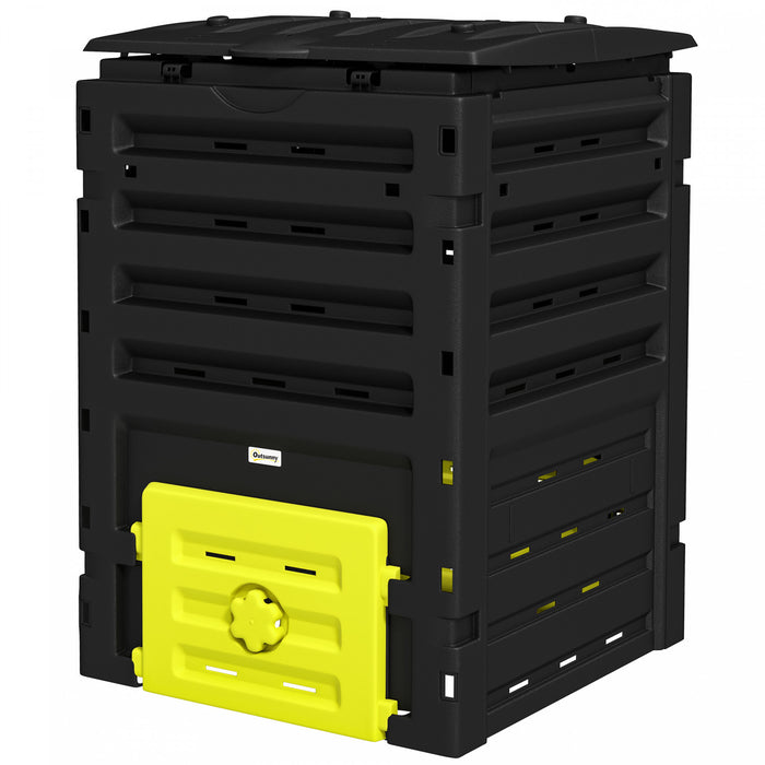 Outsunny Poubelle A Compost De 120 Gallons, Avec 80 Aerations, Jaune