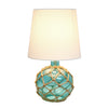 Marelle Netted Jute & Glass Table Lamp, Teal, 14.75"H | Marelle Lampe de table en verre avec filet de jute, Sarcelle, 14,75 po H