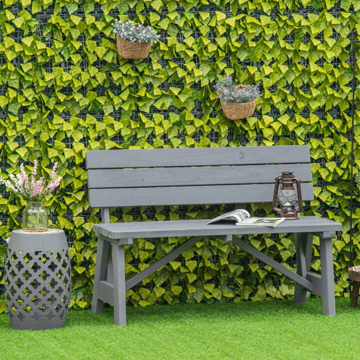 Banc De Jardin En Bois Outsunny Pour L'exterieur, Gris
