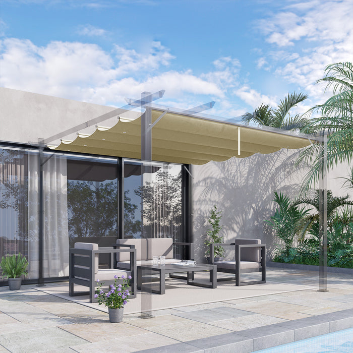 Outsunny Toile De Pergola Retractable De Remplacement Pour Pergola 9.8' X 9.8', Couverture De Pergola De Remplacement, Beige