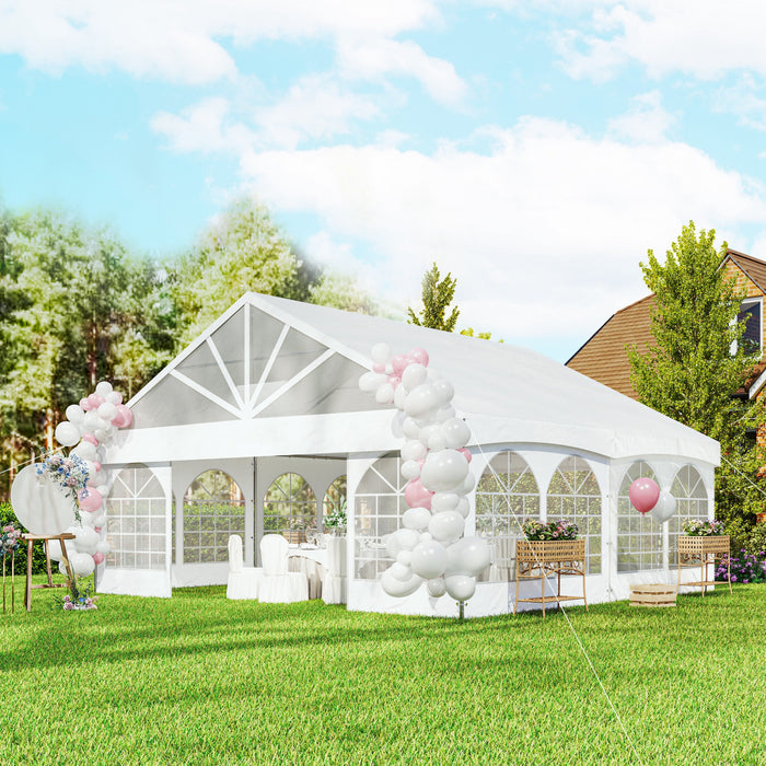 Outsunny Auvent Exterieur, Tente De Fete 20' X 20' Avec Sacs De Transport
