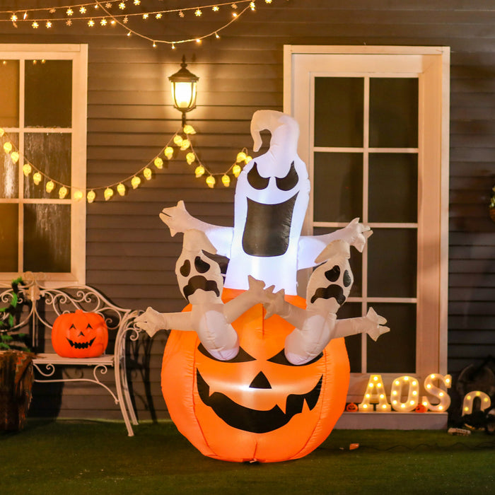 Homcom 1,8 M Gonflable Halloween Citrouille Fantomes Pour Jardin