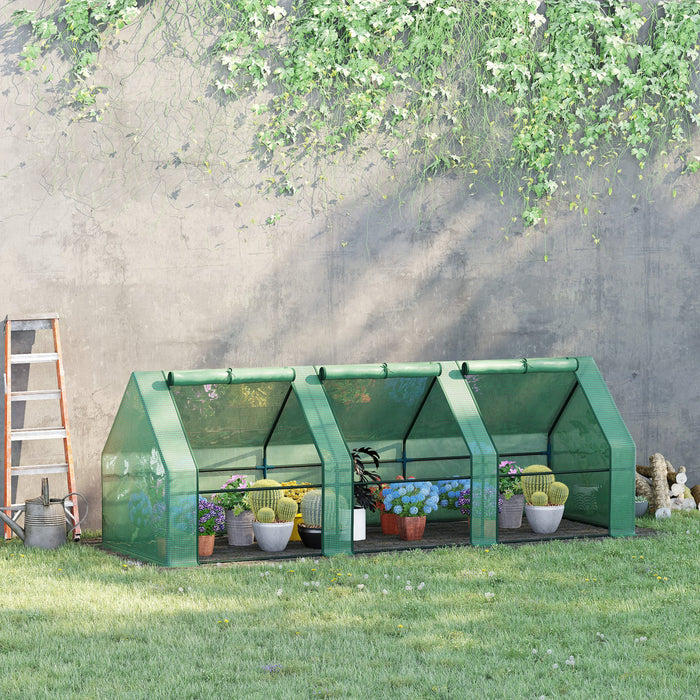 Outsunny Mini Serre De Jardin 270l X 90l X 90h Cm Acier Pe Haute Densite 140 G/mĠ Anti-uv 3 Fenetres Avec Zip Enroulables Vert