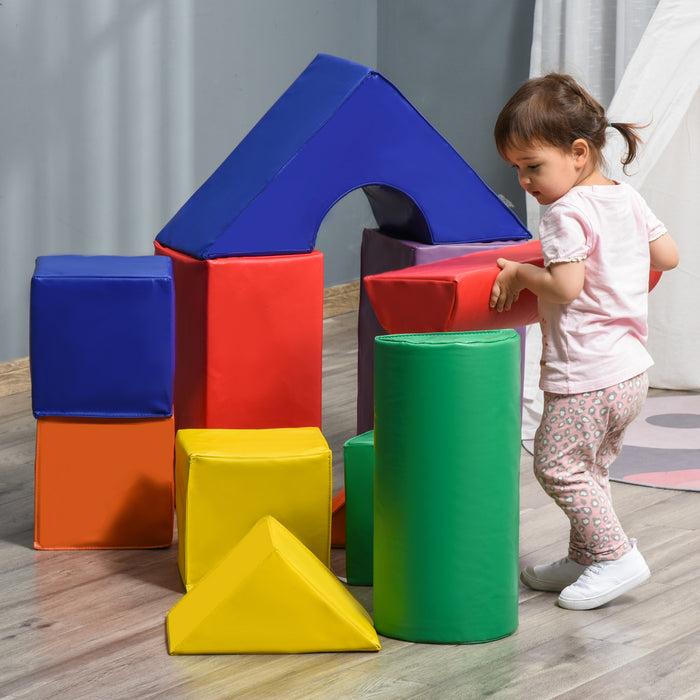Soozier 11 Pieces Blocs De Jeu Souples Enfants Grimper Et Ramper Jouet De Gymnastique Blocs De Construction Et D'empilage En Mousse Non Toxique Ensemble De Jeu D'apprentissage Logiciel Educatif