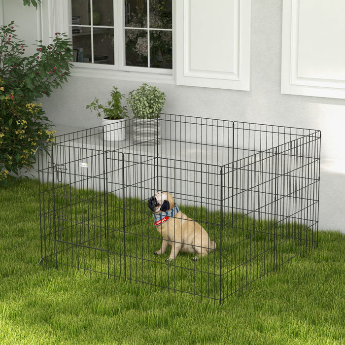 Pawhut Cage Pour Chiot A 8 Panneaux, Cage D'exercice En Metal Pliable De 30 Po Pour Chien, Noir