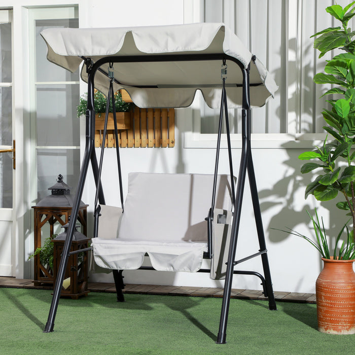 Outsunny Balancoire De Patio 1 Place Avec Auvent Reglable Et Coussins
