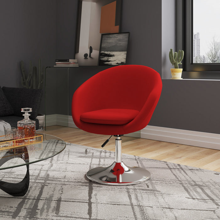 Fauteuil lounge pivotant moderne Hopper en tissu rouge - Lot de 2