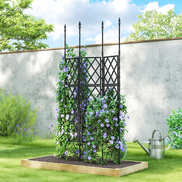 Outsunny Treillis de Jardin Pliable, Treillis a Grille pour Plantes Grimpantes