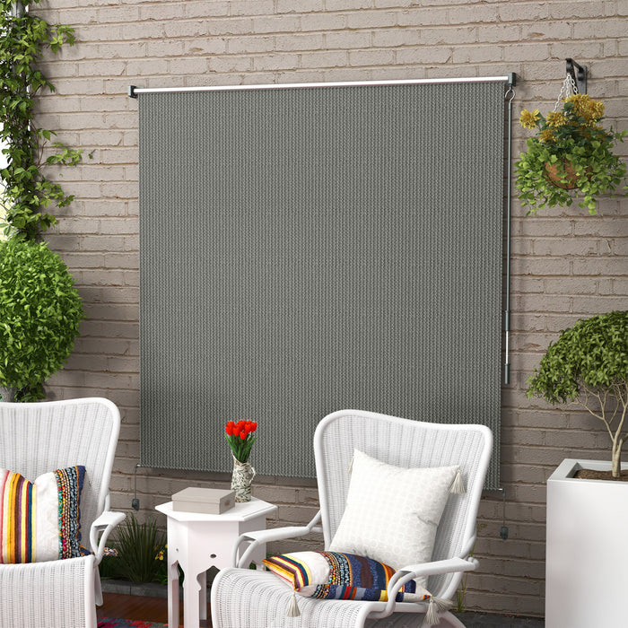 Outsunny Store Enrouleur Exterieur, Store De Porte Patio 6'x6', Gris Fonce