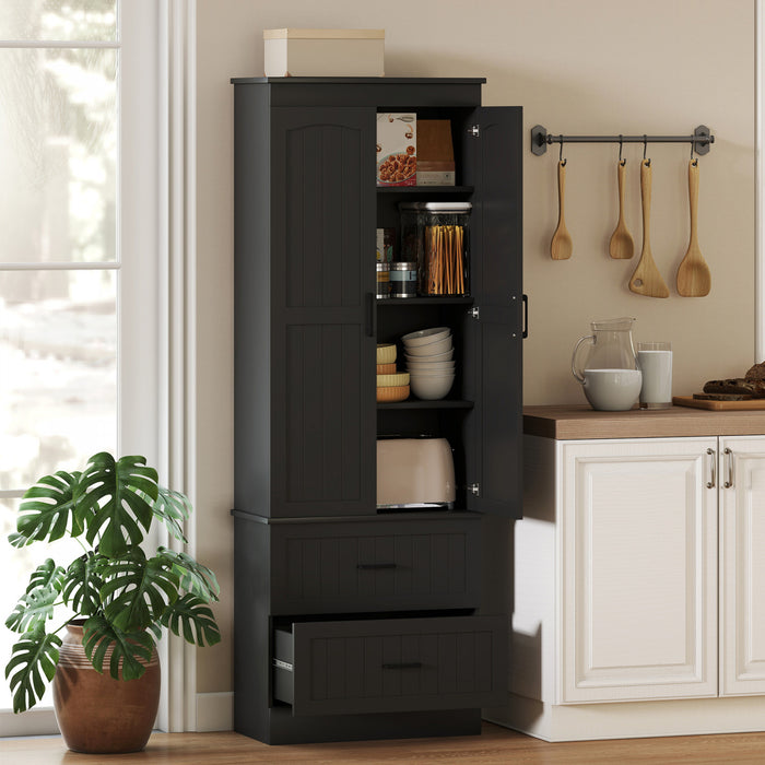 HOMCOM Armoire Haute, 67\" Armoire de Rangement de Cuisine, Noir