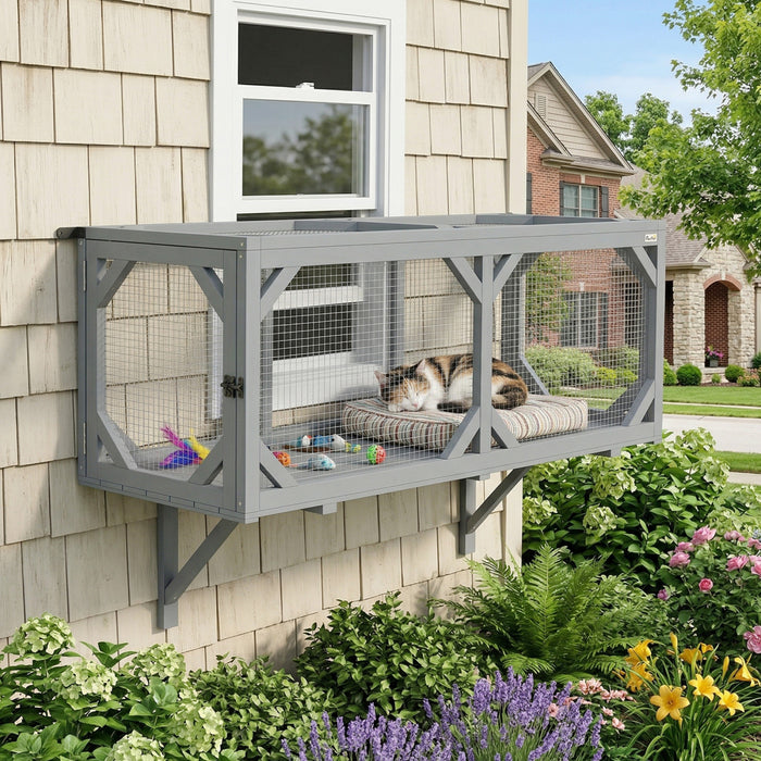 Tunnel pour Chat, Catio en Bois avec 2 Portes