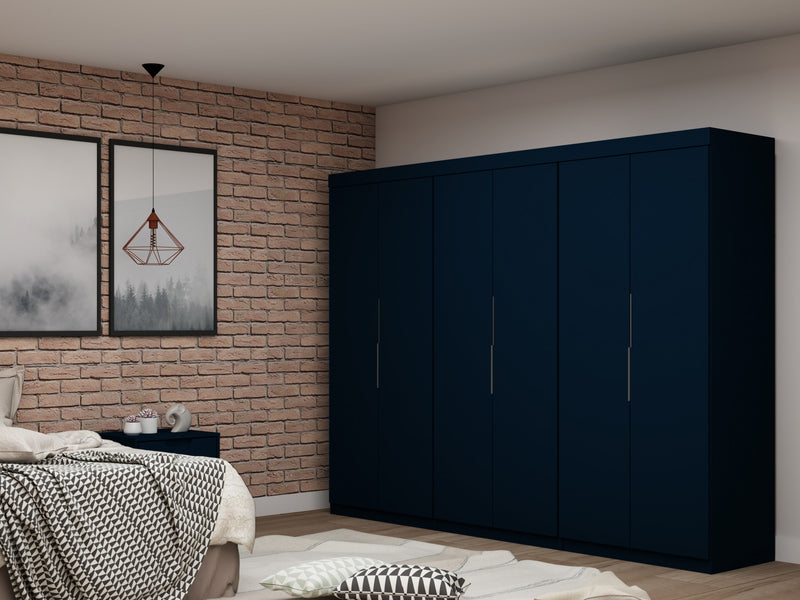 Armoire contemporaine moderne Mulberry 13 pieces en bleu minuit