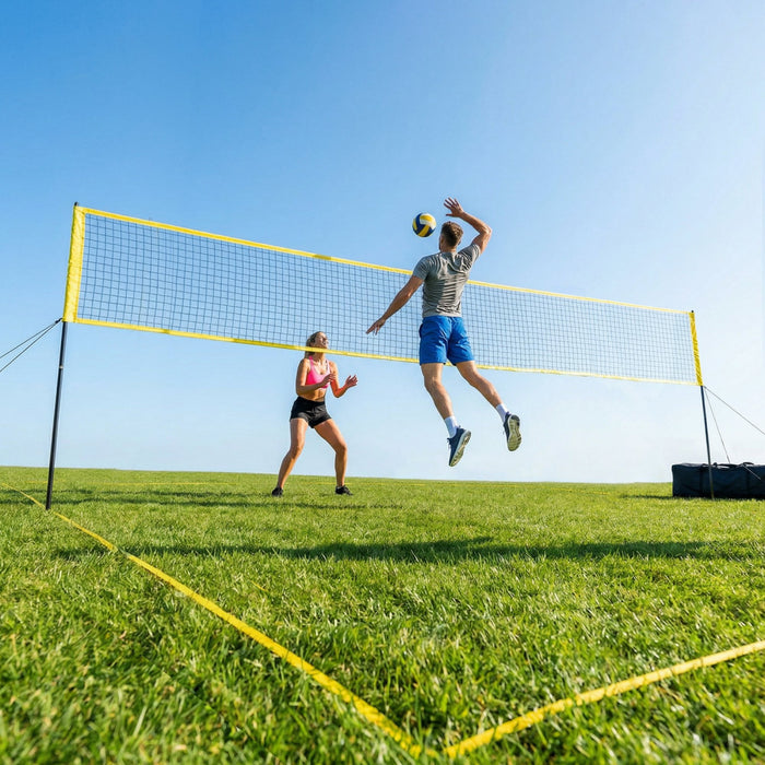 Soozier Set Portable de Filet de Volleyball avec Poteaux Reglables