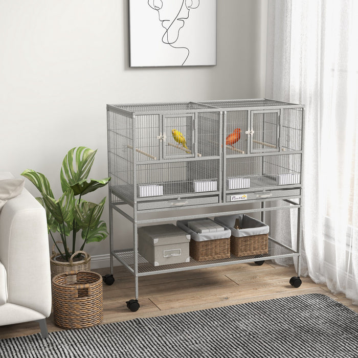 Grande Cage A Oiseaux En Metal A Double Roulement