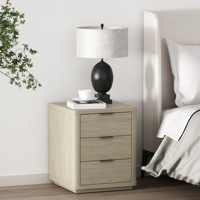 Table de nuit moderne Evelyn 20\" en bois naturel (3 tiroirs)