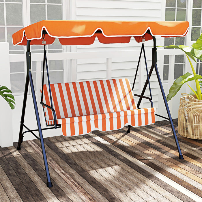 Outsunny Balancoire De Patio 3 Places Avec Auvent Reglable, Orange