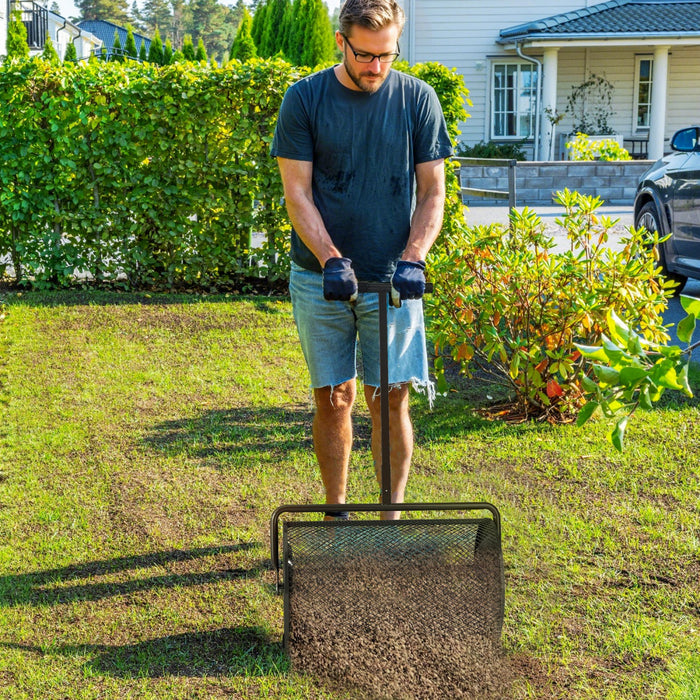 Outsunny Epandeur de compost, epandeur avec poignee reglable, noir