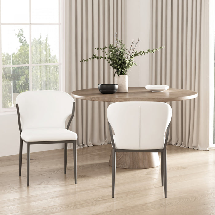 Chaise de salle a manger moderne en metal et cuir vegetalien Kirsten, blanc - Lot de 2