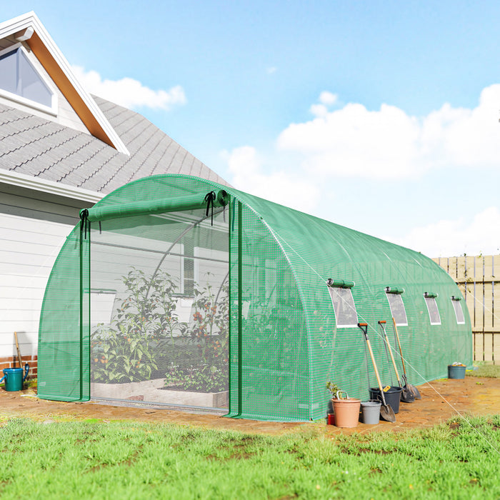 Outsunny Serre Tunnel de Jardin avec Tiges de Support, Vert